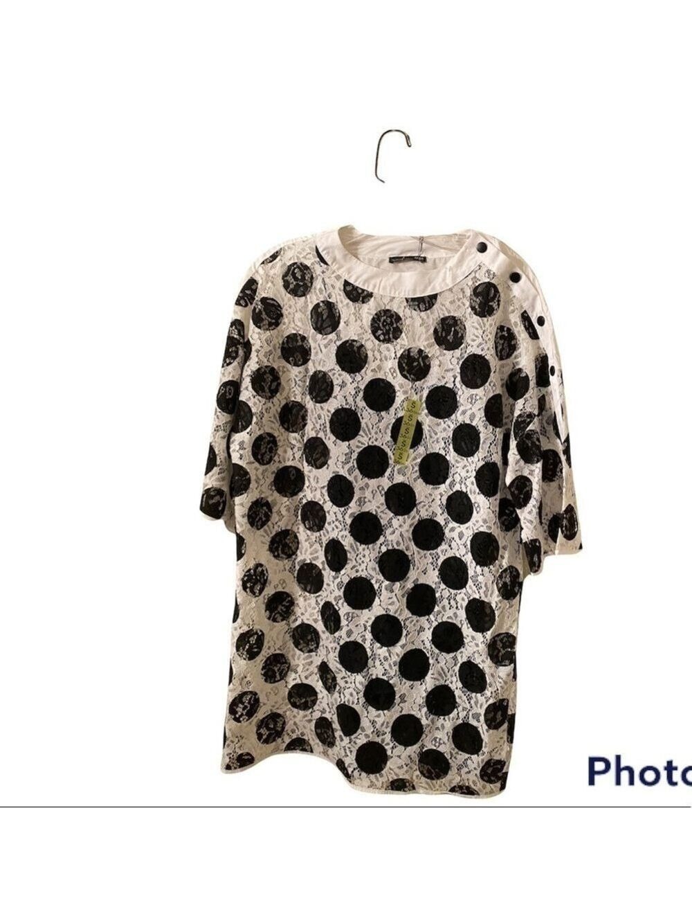 NWT woman Zara Polkadot  Black And White Dress -S